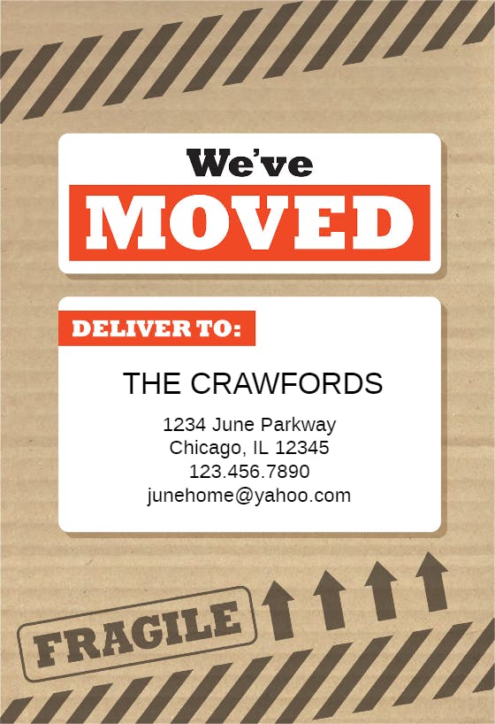 We've moved box -  announcement card template
