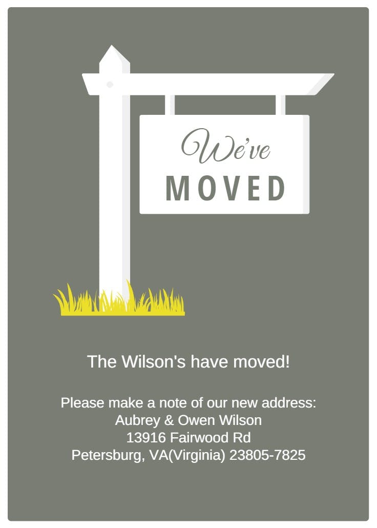 We've moved sign - moving announcement