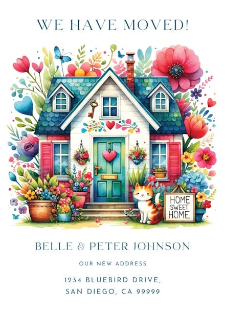 Whimsical home - moving announcement