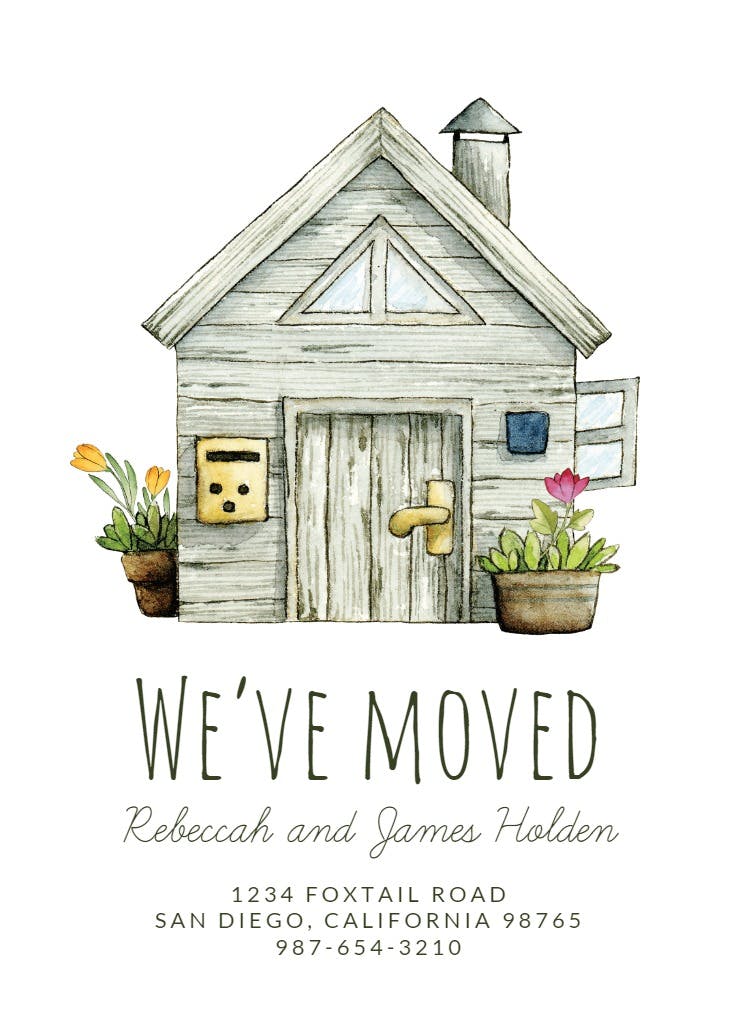 Wooden home - moving announcement