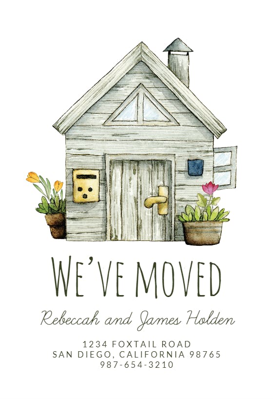 Wooden home - moving announcement