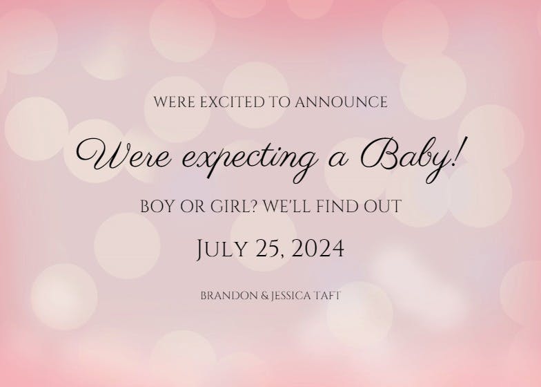 Baby’s coming -  announcement card template