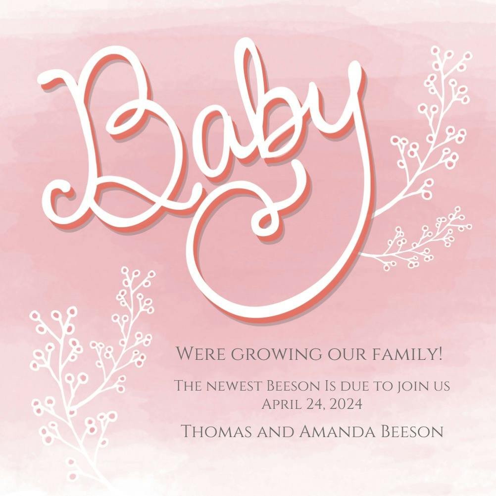 Baby blossoms -  announcement card template