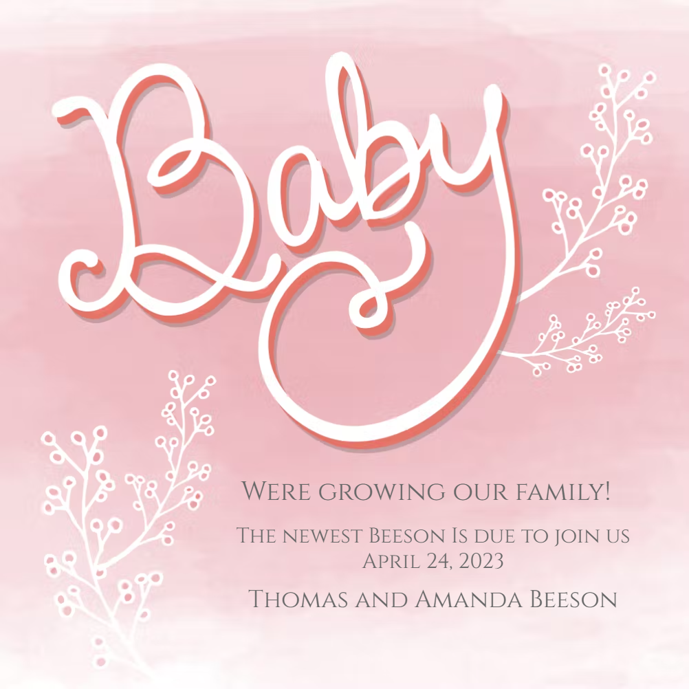 Download Baby Blossoms - Pregnancy Announcement Template (Free) | Greetings Island