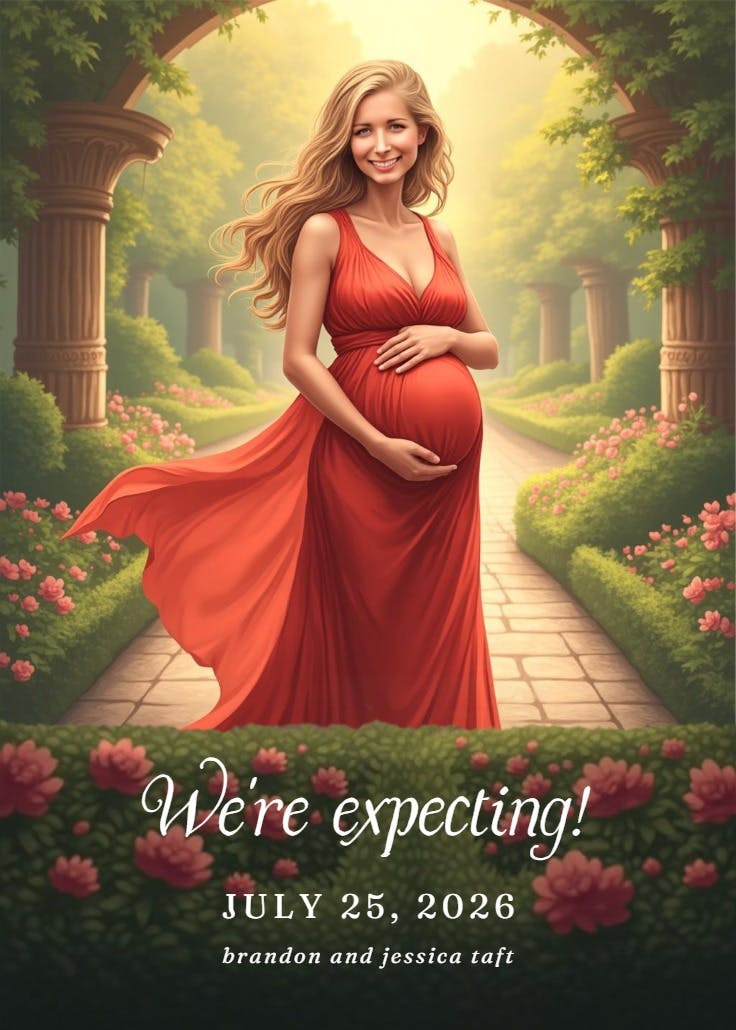 Enchanted garden - pregnancy announcement
