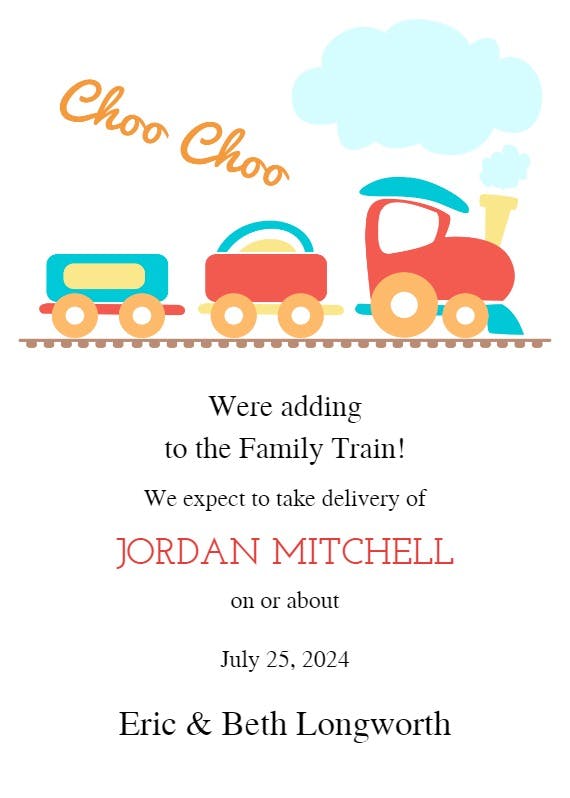 Family train -  announcement card template