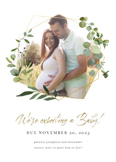 Geometric eucalyptus - pregnancy announcement