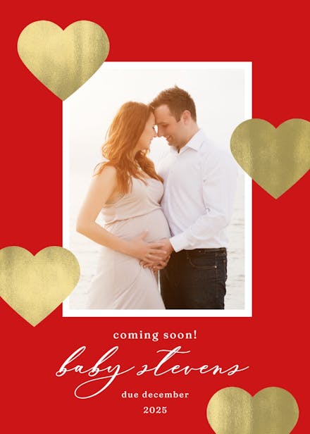 Glitter hearts - pregnancy announcement