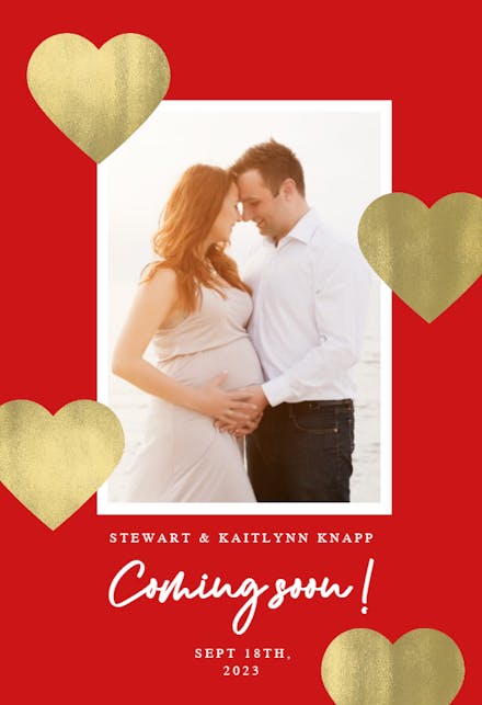 Glitter hearts - Pregnancy Announcement