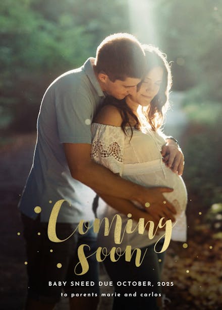 Golden lettering - pregnancy announcement
