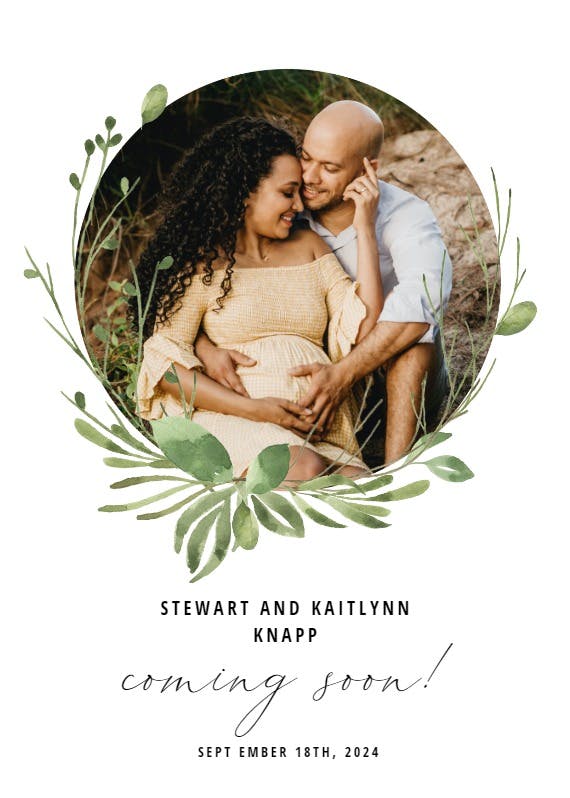 Greenery wreath -  anuncio para embarazo