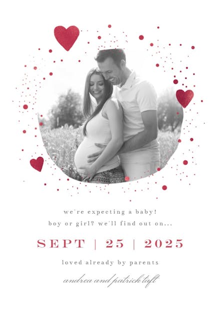Hearts and dots - pregnancy announcement