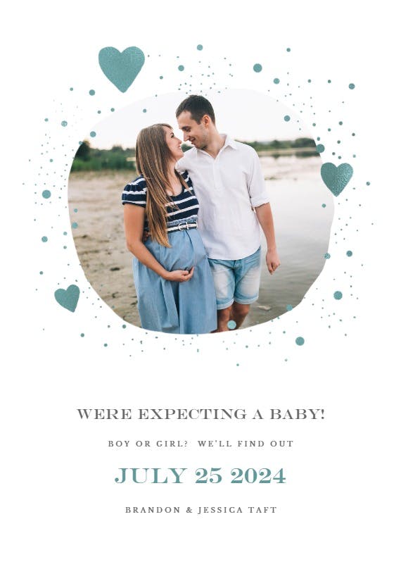 Hearts and dots - pregnancy announcement