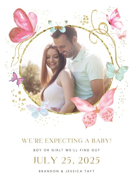 Magical butterflies photo - pregnancy announcement