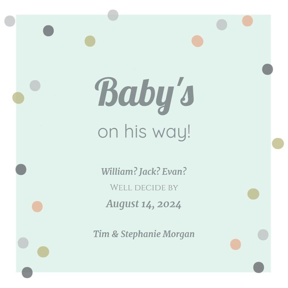 On his way -  announcement card template