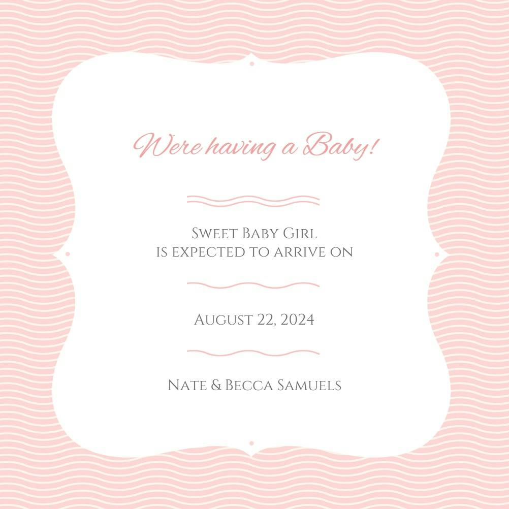 Sweet baby girl -  announcement card template