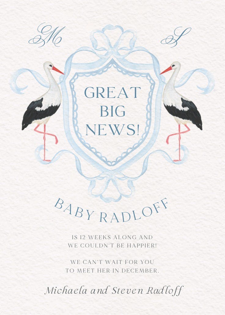 Great big news - anuncio para embarazo