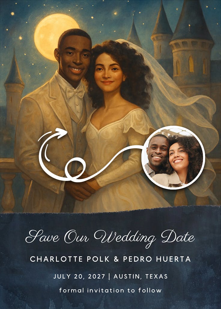 A night of fantasy - save the date card