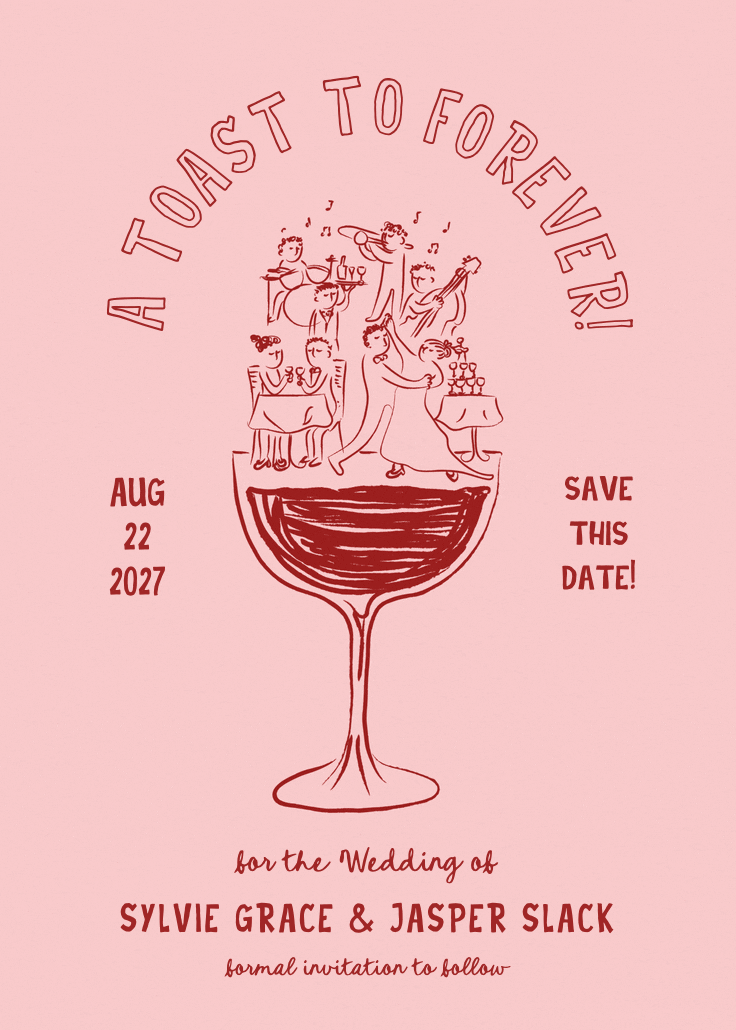A toast to forever - save the date card