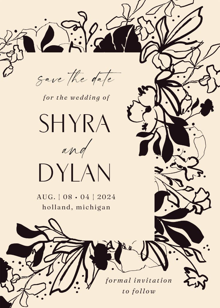 Abstract blooms - save the date card