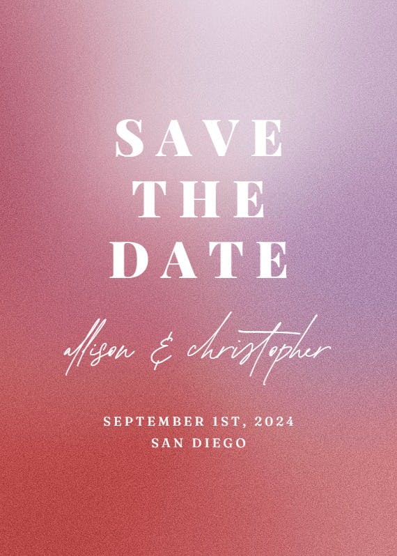 Aesthetic gradient - save the date card