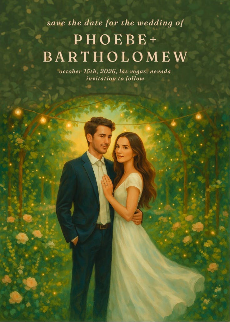 An enchanted yes - save the date card