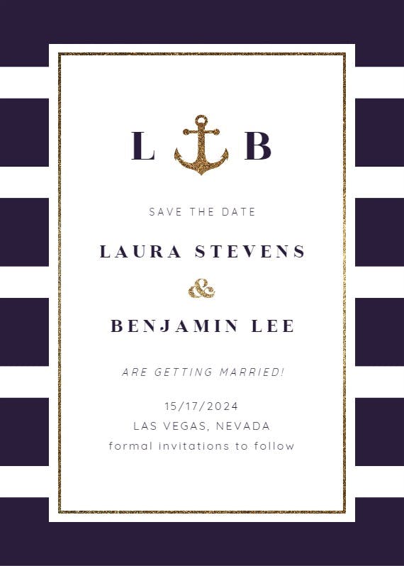 Anchor and stripes - save the date card