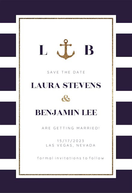 Anchor and Stripes - Save the Date Card