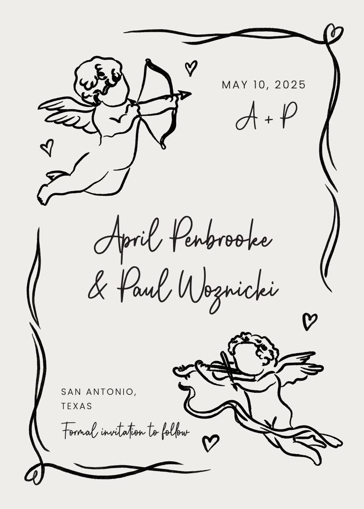 Angels hug - save the date card