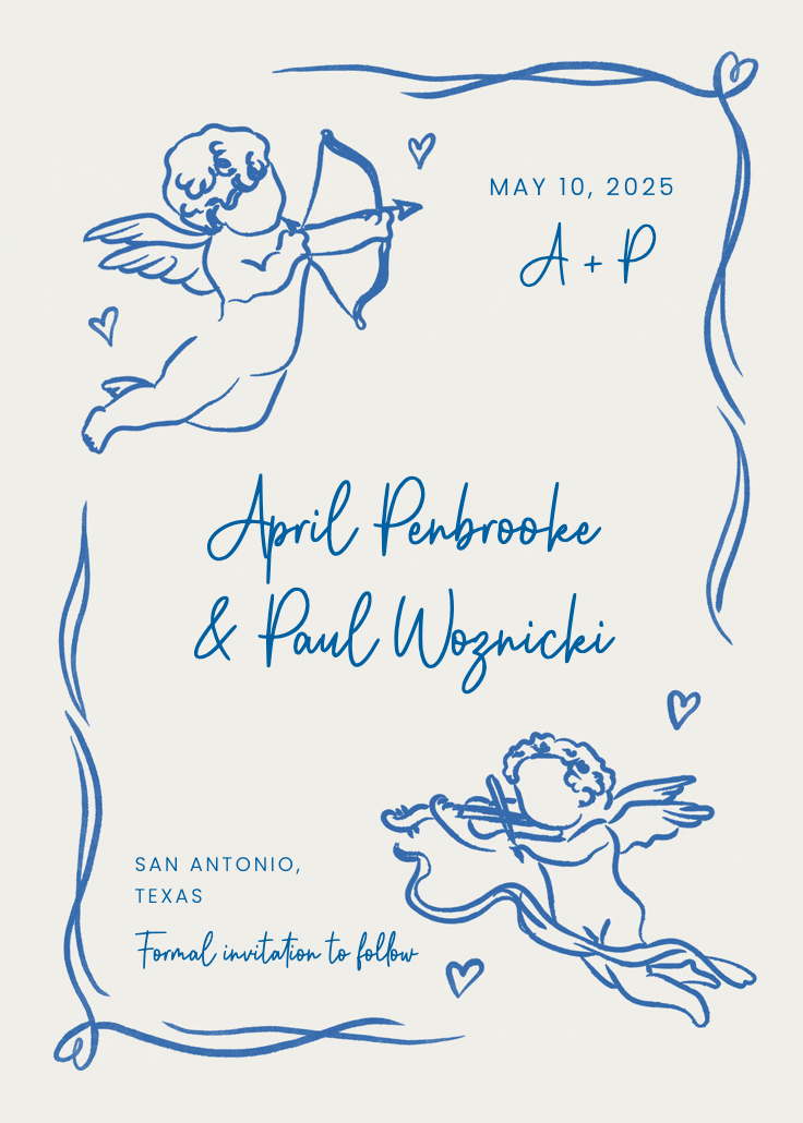 Angels hug - save the date card