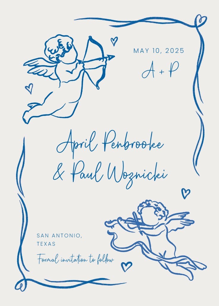 Angels hug - save the date card