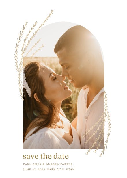 Arch with shiny branches - save the date card