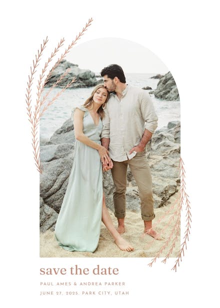 Arch with shiny branches - save the date card