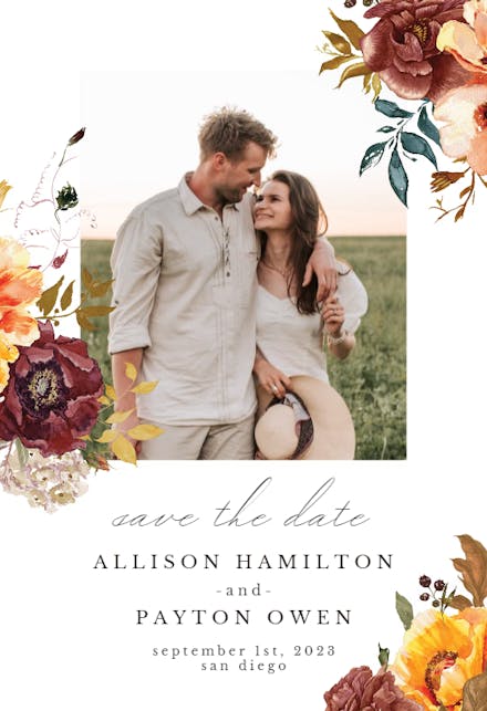Autumn Flowers Photo - Save the Date Card