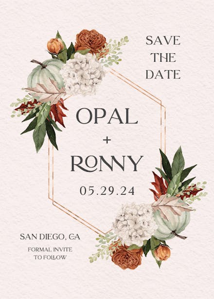 Autumn zest - save the date card