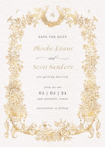 Baroque blooms - save the date card
