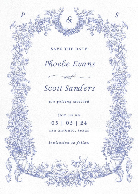 Baroque blooms - save the date card