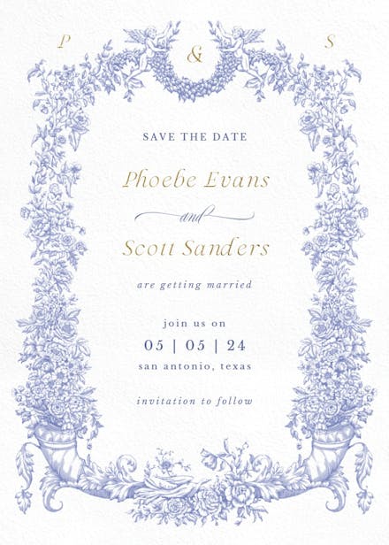 Baroque blooms - save the date card