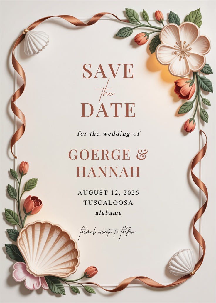 Beach florals - tarjeta para reserva la fecha