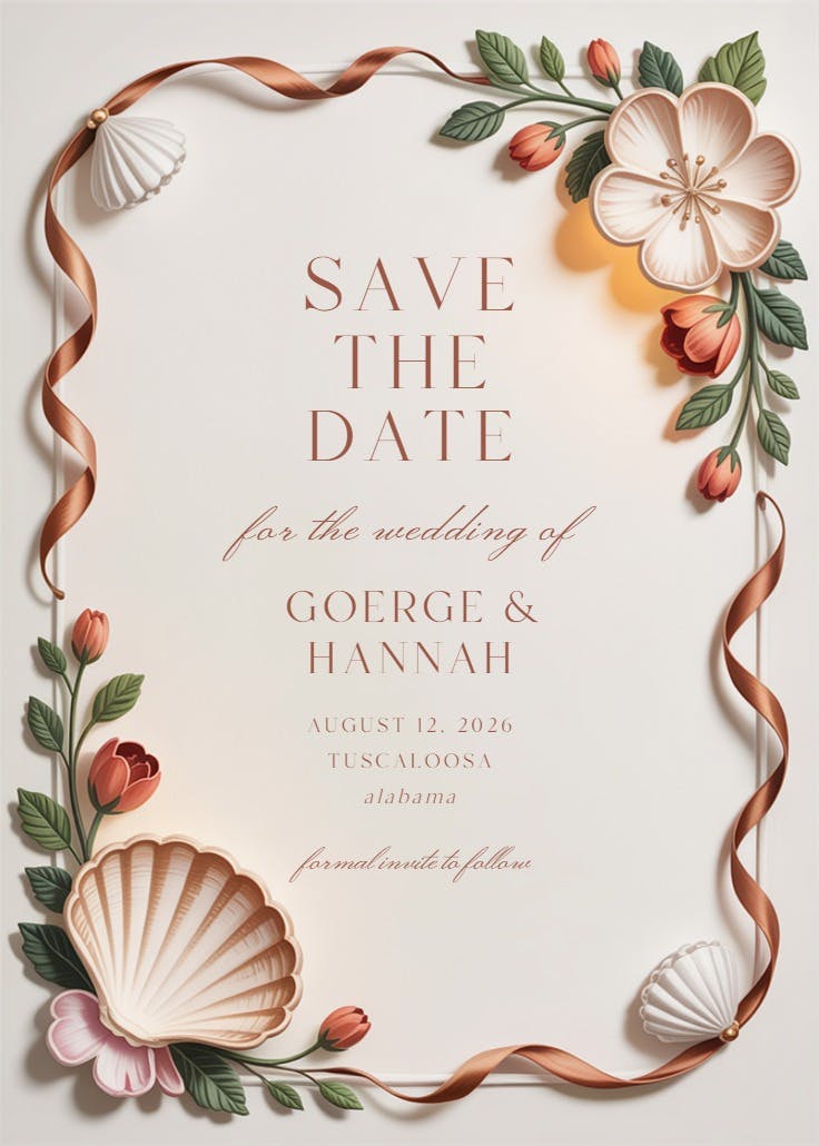 Beach florals - tarjeta para reserva la fecha