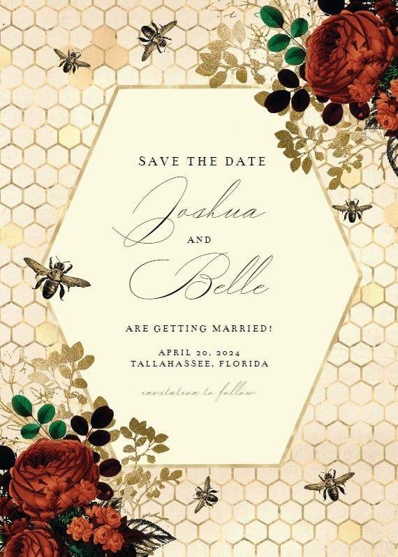 Bee-ing in love - save the date card
