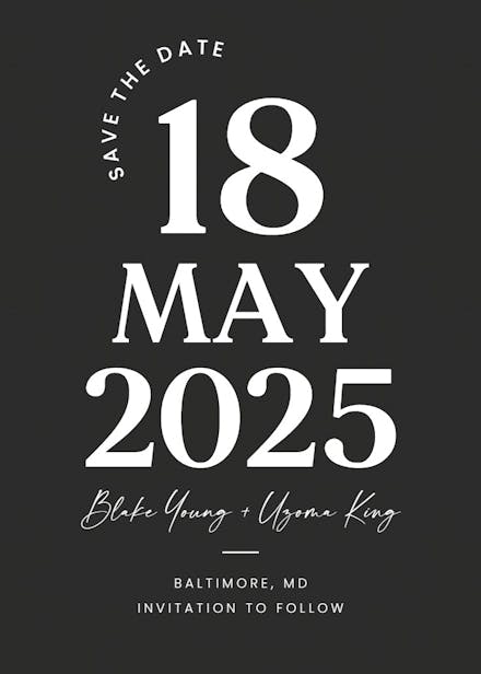 Big and bold - save the date card