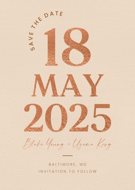 Big and bold - save the date card