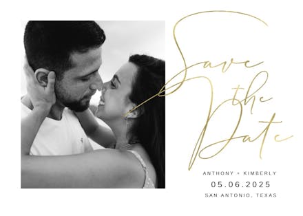 Big script photo - save the date card