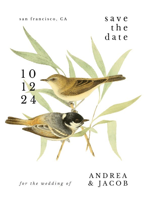 Birds in love - save the date card