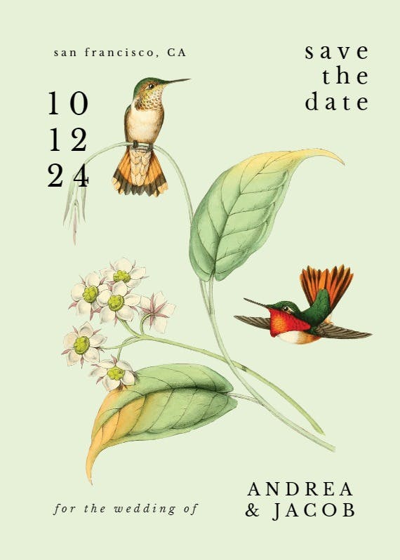 Birds in love -  tarjeta para reserva la fecha