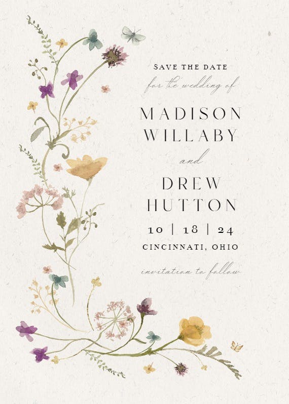 Bloom wildflower - save the date card