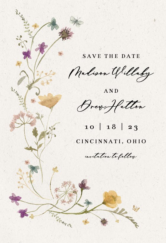 Bloom Wildflower - Save The Date Card Template | Greetings Island