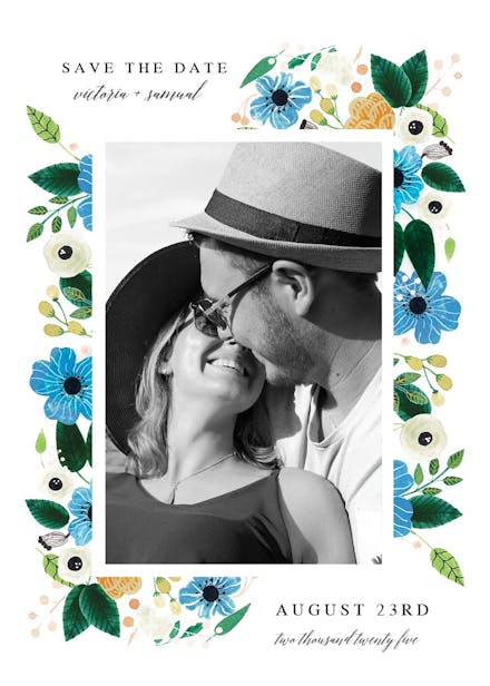 Blue & orange - save the date card