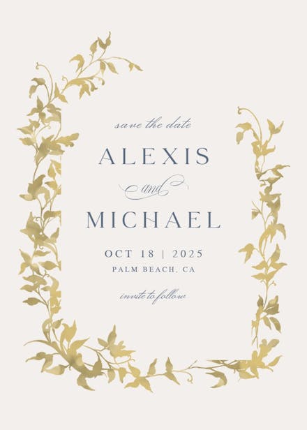 Blue winter wreath - save the date card